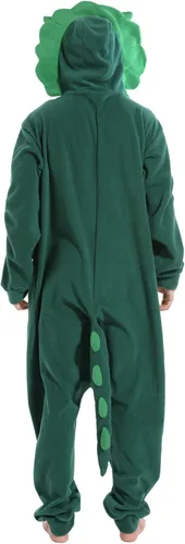 Vista 5 de dressfan Disfraz de dragón de Triceratops de animal, disfraz de dinosaurio, Navidad, Halloween, cosplay, pijama, unisex, para adultos y adolescentes