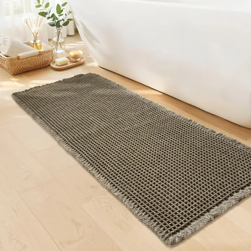 Vista 27 de Alfombra de baño negra – Alfombra de baño antideslizante y lavable, súper absorbente y de secado rápido, pequeña alfombra de baño bohemia para Negro