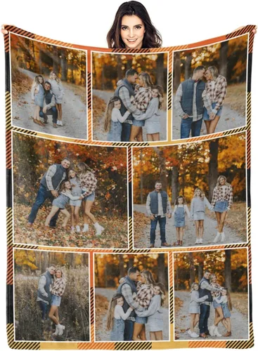 Vista 25 de Amuck - Manta personalizada con foto y texto, para sofá, cama, sofá, hogar (10 collages de fotos), 50 x 40 pulgadas