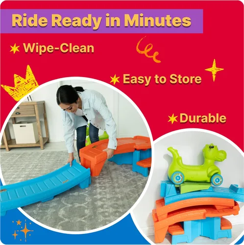 Vista 7 de Step2 Dino Dash Up & Down Roller Coaster para niños, vehículo de juguete para empujar, juego de interior/exterior, hecho de plástico duradero