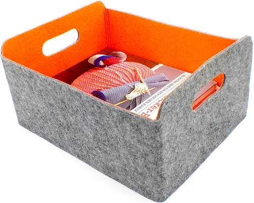 Vista 28 de Welaxy Cestas de almacenamiento plegables de fieltro, cubos de almacenamiento para estantes, caja de fieltro para niños, juguetes, revistas, libros