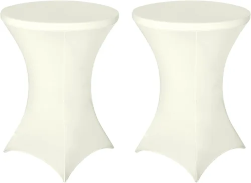 Vista 21 de FestiCorp Mantel de Mesa Negro de Spandex, Manteles Ajustados para Cóctel, Manteles Elásticos Redondos para Mesa Alta para Fiestas, Bar, Bodas