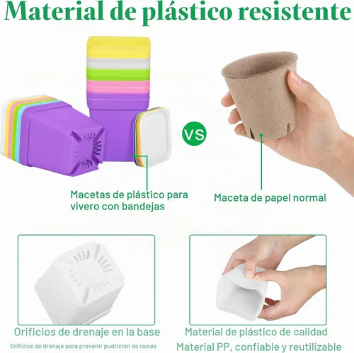 Vista 3 de Elcoho Juego de 36 macetas de plástico para jardín, kit de manualidades de primavera para niños, macetas con 150 calcomanías de espuma, 36