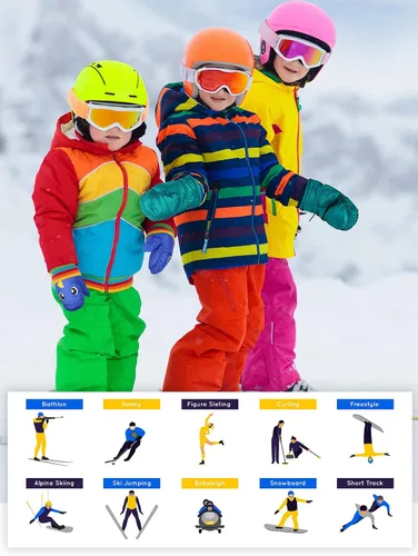 Vista 6 de 6 pares de guantes de esquí para niños de invierno y nieve, impermeables y cálidos, unisex para niños de 3 a 5 años