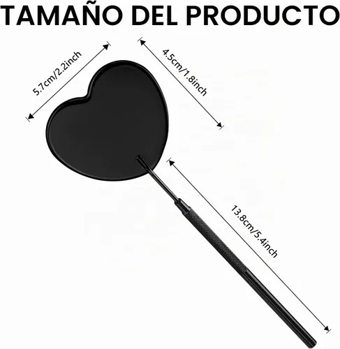Vista 3 de Espejo de pestañas con forma de corazón Suministros y herramientas desmontables de extensión de pestañas de acero inoxidable de 2.2 pulgadas, Negro
