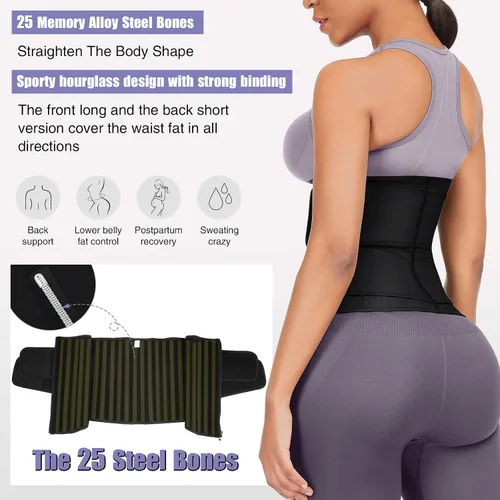 Vista 3 de FeelinGirl Latex Waist Trainer for Women Tummy Control Shapewear Waist Cincher Hourglass Body Shaper Workout 25-Steel Bones