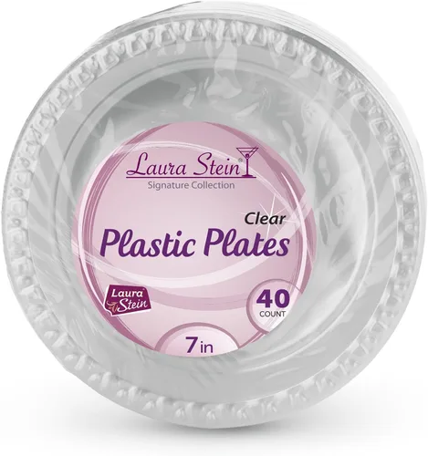 Vista 7 de Laura Stein - Platos desechables de plástico transparente de alta calidad, de gran peso, para postre, ideal para bodas, eventos, fiestas, catering