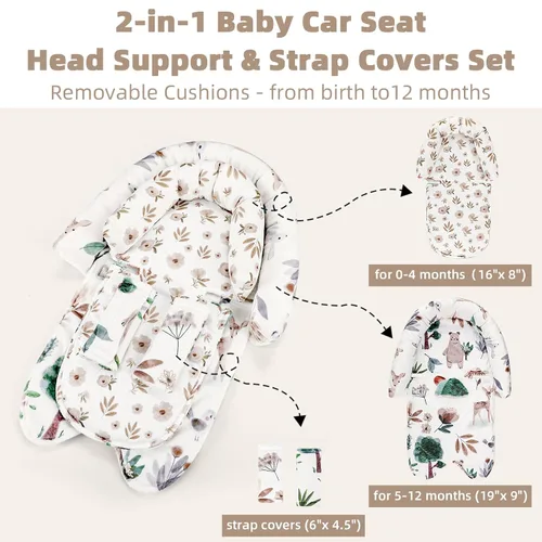 Vista 4 de Inserto de asiento de automóvil infantil 2 en 1, inserto mejorado para asiento de automóvil recién nacido, transpirable y suave, soporte
