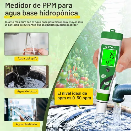 Vista 4 de Medidor hidropónico de la EC del pH, metro del pH TDS PPM del agua for Reservoir Nutrient Solution, pH EC Meter for Water Hydroponic DWC System