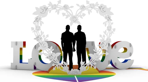 Vista 2 de iGifts And Cards Tarjeta desplegable 3D de corazón gay – Escultura floral Love is Love para el mes del orgullo, boda, aniversario y salida – Regalo