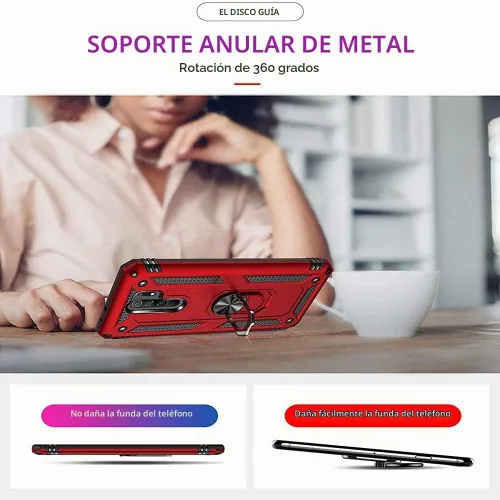 Vista 7 de Funda para Xiaomi Redmi 9 de 6.53 pulgadas con protector de pantalla de vidrio templado [2 unidades], híbrida resistente de doble capa