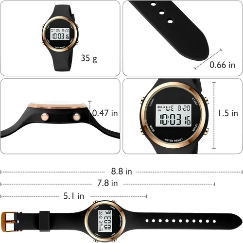 Vista 5 de Women LED Display Elecreonic Watch Fashion Chrono Alarm Digital Clock Woman Outdoor Sport Wirstwatch