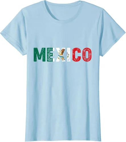 Vista 18 de Camiseta con texto en inglés «Mexico Vintage Letras» como bandera mexicana, Negro