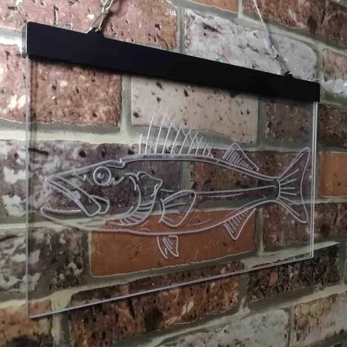 Vista 4 de ADVPRO Walleye Fish Camp Man Cave Dual Color LED Neon Sign Blue & Red 12 x 8 Inches st6s32-i3732-br
