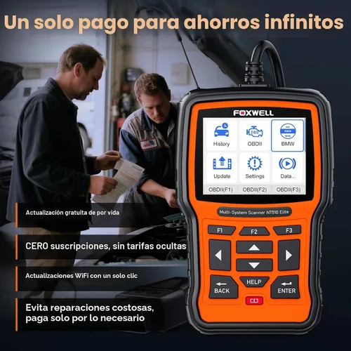 Vista 8 de FOXWELL NT510 Elite - Herramienta de escaneo compatible con escáner BMW, herramienta de diagnóstico completo OBD2, lector de códigos de control