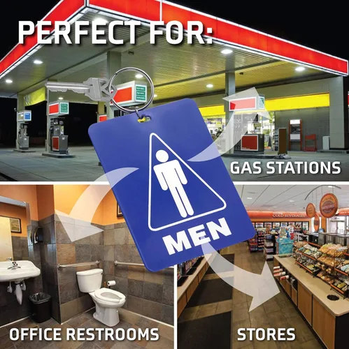 Vista 3 de Lucky Line - Etiqueta para llave de baño para hombre, plástico con llavero dividido para restaurante, oficina, gasolinera, 1 paquete (53101) grande
