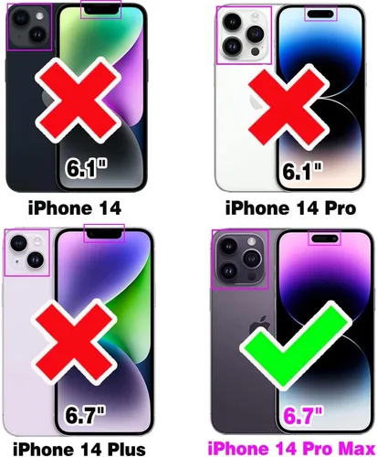 Vista 2 de Funda tipo cartera para iPhone 14 Pro Max de 6.7 pulgadas con soporte magnético MagSafe para tarjetas de bloqueo RFID, función atril, carga