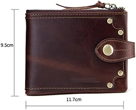 Vista 2 de JKUYWX - Carteras cortas de cuero vacuno para hombre, tarjetero para hombre