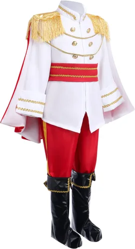 Vista 2 de IWEMEK Disfraz de príncipe azul medieval para niños, disfraz de príncipe real, disfraz de príncipe para cosplay, fiesta de Halloween para niños