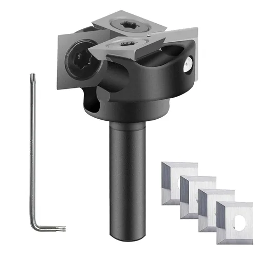 Vista 16 de SpeTool CNC Spoilborad Surfaing Router Bit 1" Diámetro de corte 2+2 Flautas con 1/4" Shank Router Planificación Dado Limpieza Cepilladora Bit