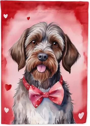 Vista 55 de Caroline's Treasures DAC5252GF Affenpinscher - Bandera de jardín con texto en inglés "My Valentine", bandera decorativa para patio exterior, patio