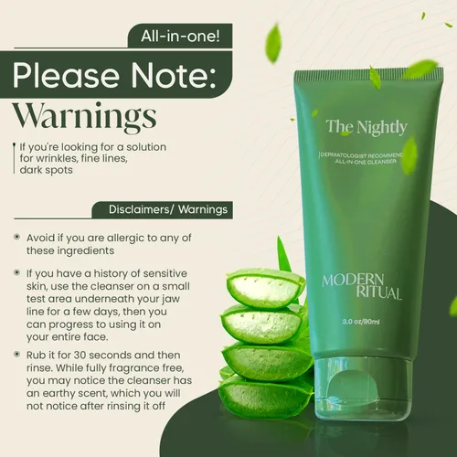 Vista 5 de Limpiador facial de 3 onzas líquidas, limpiador de ácido salicílico todo en una noche con ácido hialurónico para verano, lavado facial para acné