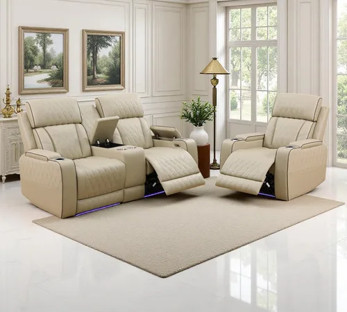 Vista 69 de Juego de sofás reclinables eléctricos, juegos de muebles de sala de estar, sofá reclinable eléctrico moderno negro, sofá biplaza y silla
