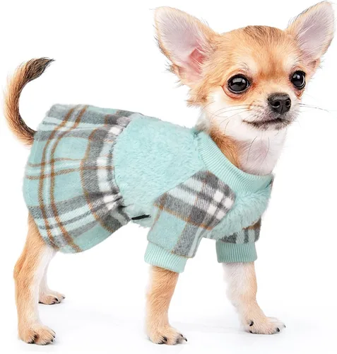 Vista 13 de Suéter pequeño para perro, ropa para perro, vestidos para cachorros para perros pequeños, vestido a cuadros de princesa, ropa para festivales
