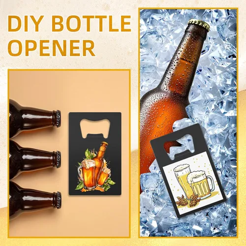 Vista 6 de Paquete de 100 abridores de botellas de tarjetas de crédito, abrebotellas de metal para tarjetas de cerveza, tarjetas de póquer, abrebotellas Negro
