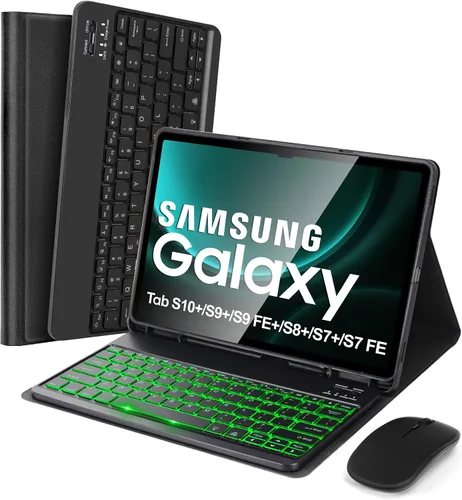 Vista 14 de SOPPY Teclado retroiluminado de 7 colores con mouse para Samsung Galaxy Tab S6 Lite de 10.4 pulgadas 2022/2020 (SM-P610/P613/P615/P619), funda