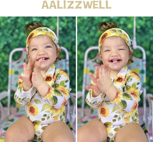 Vista 2 de Aalizzwell Bañador de manga larga de una pieza para bebé niña