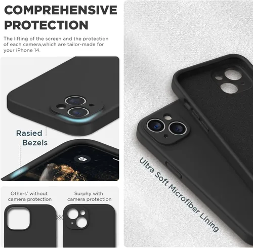 Vista 4 de SURPHY Compatible con iPhone 14 Funda con protector de pantalla (protección para la cámara y forro de microfibra suave) Funda de silicona líquida