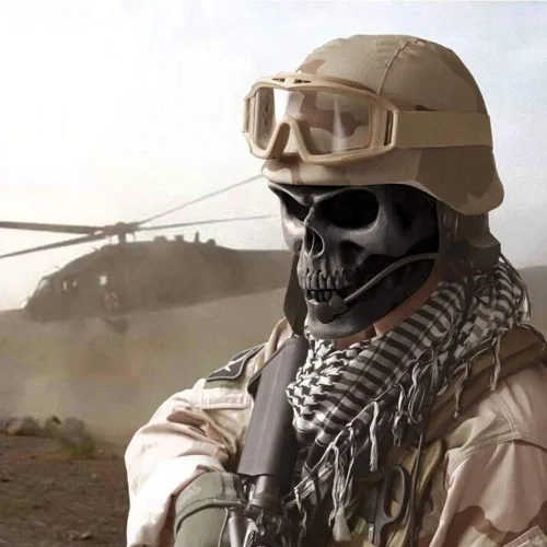 Vista 6 de Máscara de calavera espeluznante con lente polarizada para Airsoft, Paintball, Motor Racing