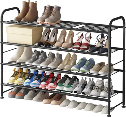Vista 8 de LINZINAR Zapatero de 2 niveles organizador de almacenamiento para armario entrada metal negro