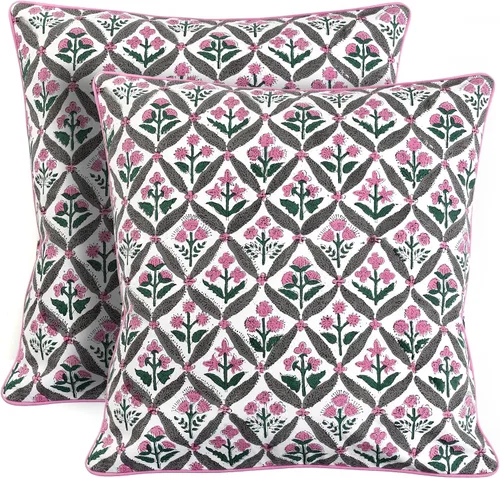 Vista 26 de Ridhi Juego de 2 fundas de almohada decorativas de 16 x 16 pulgadas con estampado de bloques de color azul aguamarina para sala de estar