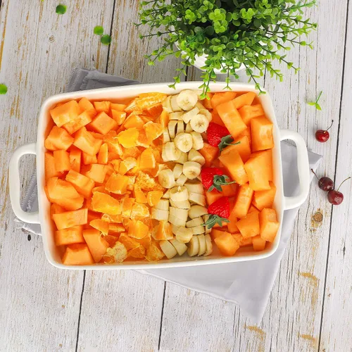 Vista 6 de Bandeja de hornear rectangular, bandeja para horno, bandejas de cerámica resistentes para pastel, lasaña, banquete y uso diario, capacidad alta