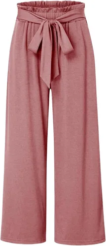 Vista 2 de Pantalones casuales de pierna ancha para mujer, cintura alta, cinturón atado, negocios, trabajo, pantalones casuales, holgados, holgados