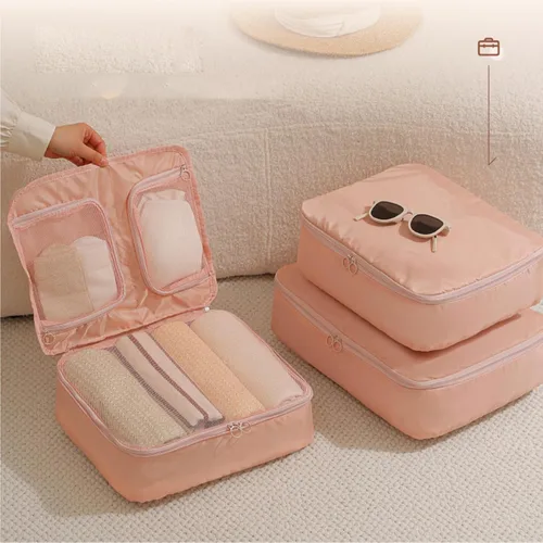 Vista 5 de 3 Pocket Travel Organizers Bag Large Capacity Breathable Meshes Storage for Clothes Underwear Luggage