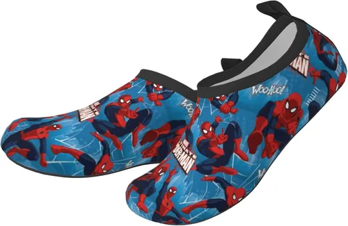 Vista 2 de HUHUSW Superheros - Zapatos de agua para niños ligeros antideslizantes con piel de agua calcetines de agua descalzos para deportes piscina playa