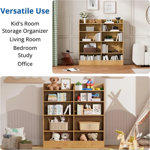 Vista 17 de Cozy Castle Organizador de almacenamiento de juguetes, estantería para niños de 5 niveles, estantería de 10 cubos para niños pequeños, armario