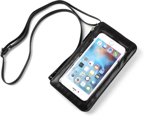 Vista 2 de Funda de hombro cruzado para teléfono celular con pantalla táctil para Samsung Galaxy S24 S23 S22 Ultra S24+ S23+ S22+ 5G, S24 FE, A35 A25 A15 negro