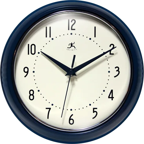 Vista 31 de Infinity Instruments Reloj de pared retro, reloj cuadrado de 9 pulgadas, silencioso sin tictac, moderno de mediados de siglo, reloj de cocina, reloj