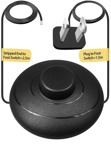 Vista 13 de Interruptor de pie de extensión de encendido/apagado de 1.8m/6 pies, interruptor en el medio del cable, enchufe polarizado de 2 puntas y enchufe