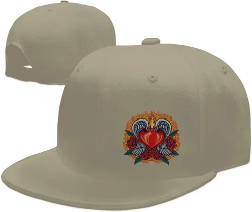 Vista 7 de Heart Angel Fiery with Red Rose Blooms Snapback Hats for Men Women Baseball Cap Flat Bill Brim Hat
