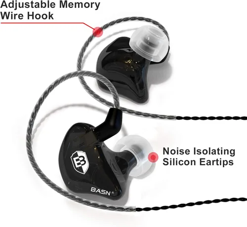 Vista 5 de BASN Bsinger BC100 - Auriculares con monitor de oído, ajuste universal, aislamiento de ruido, auriculares IEM para músicos, cantantes, audiófilos