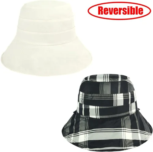 Vista 3 de DOCILA Sombreros de pescador de tartán a cuadros para mujer, moda para primavera y verano