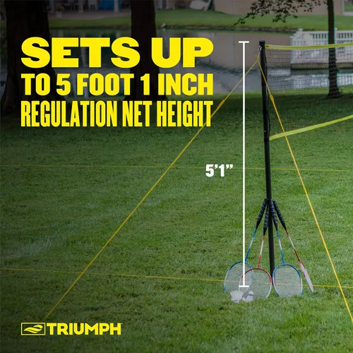 Vista 4 de Triumph Sports Badminton Set for Backyard & Outdoors with 4 Badminton Rackets, 3 Birdies, Net, Boundary Lines & Carry Bag