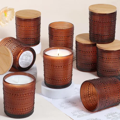 Vista 12 de DARJEN 10 tarros de vela de vidrio de 8 onzas con tapas, latas de velas Ámbar