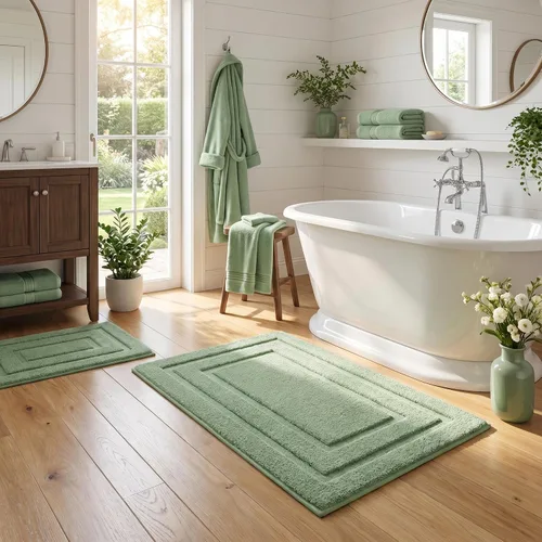 Vista 21 de GRANNY SAYS Juego de 2 alfombras de baño suaves para baño, alfombras de baño antideslizantes y lavables, alfombras de baño absorbentes para bañera