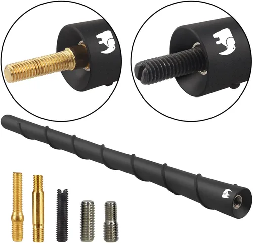 Vista 5 de ONE250 Antena de núcleo de cobre flexible en espiral de 8 pulgadas, compatible con Fiat - Fiat 500 (2011-2019), Fiat 124 Spider (2017-2024) - Negro
